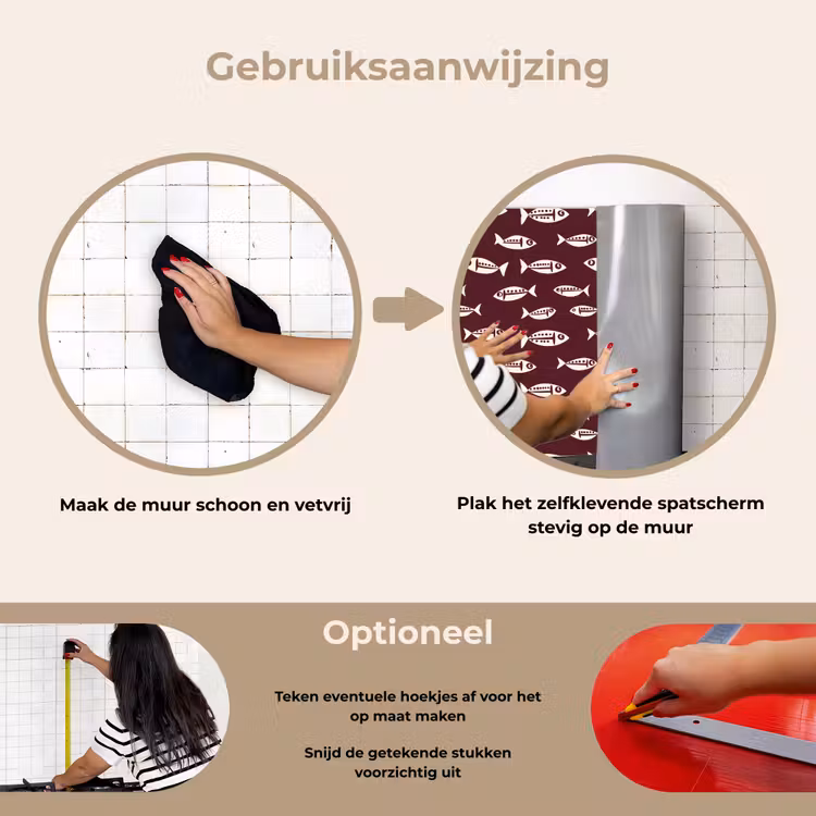 Vissen - Grafisch - Patroon - Donker keuken achterwand spatscherm klein 900 -gebruiksaanwijzing_NL