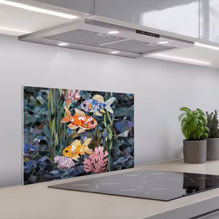 Vissen - Koraal - Zee - Mozaïek keuken achterwand spatscherm klein -3d_schuin