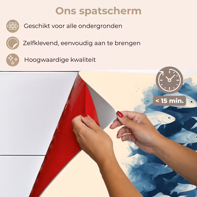Vissen - Minimalistisch - Blauw keuken achterwand spatscherm klein -spatscherm_NL