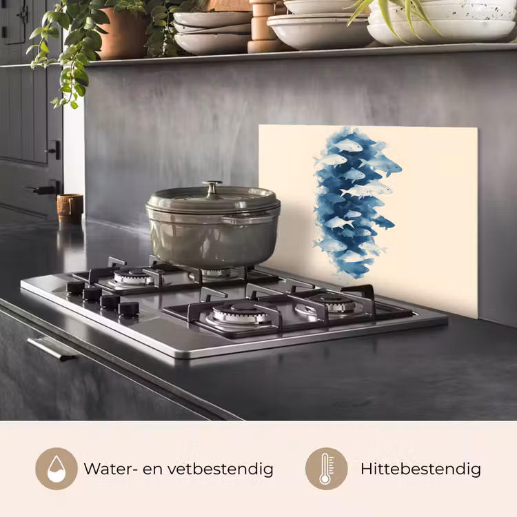 Vissen - Minimalistisch - Blauw keuken achterwand spatscherm klein -usp_NL