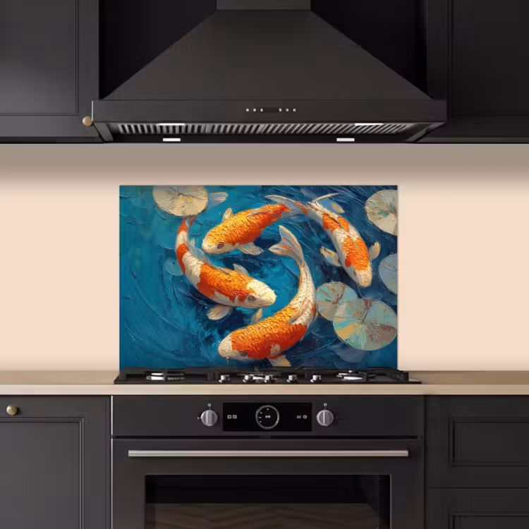 Vissen - Waterlelies - Oranje - Water keuken achterwand spatscherm klein -sfeer1