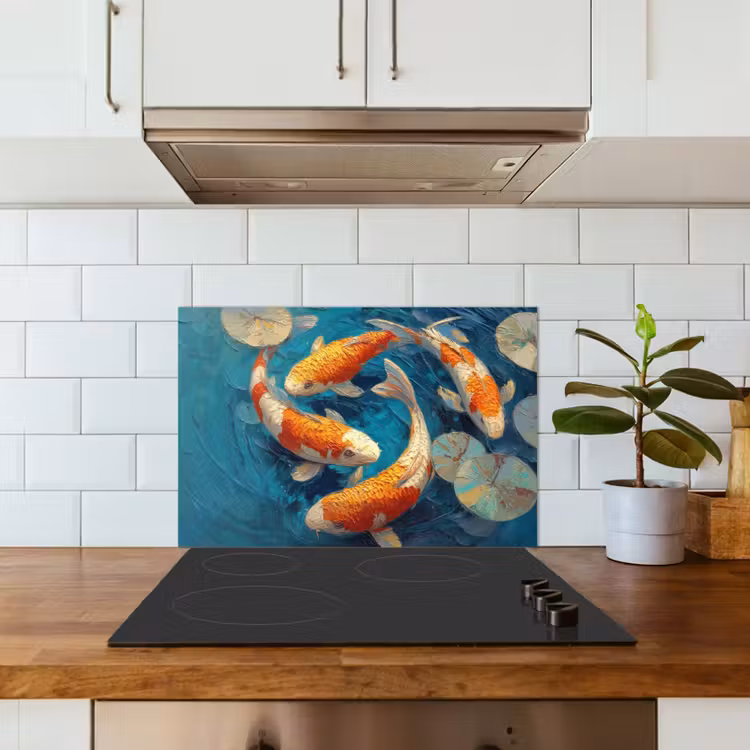 Vissen - Waterlelies - Oranje - Water keuken achterwand spatscherm klein -sfeer2