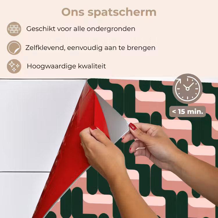 Vlechtpatroon - Groen - Roze - Geometrisch keuken achterwand spatscherm klein 900 -spatscherm_NL