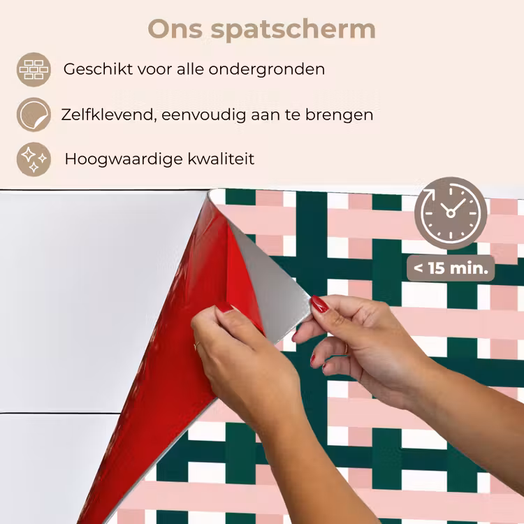 Vlechtpatroon - Groen - Roze - Grafisch keuken achterwand spatscherm klein 900 -spatscherm_NL