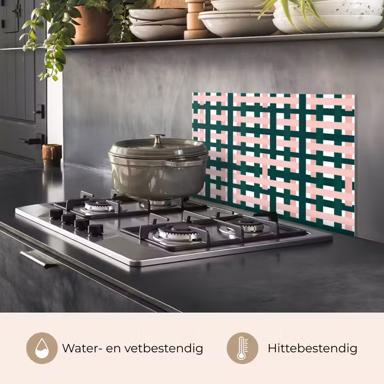 Vlechtpatroon - Groen - Roze - Grafisch keuken achterwand spatscherm klein 900 -usp_NL