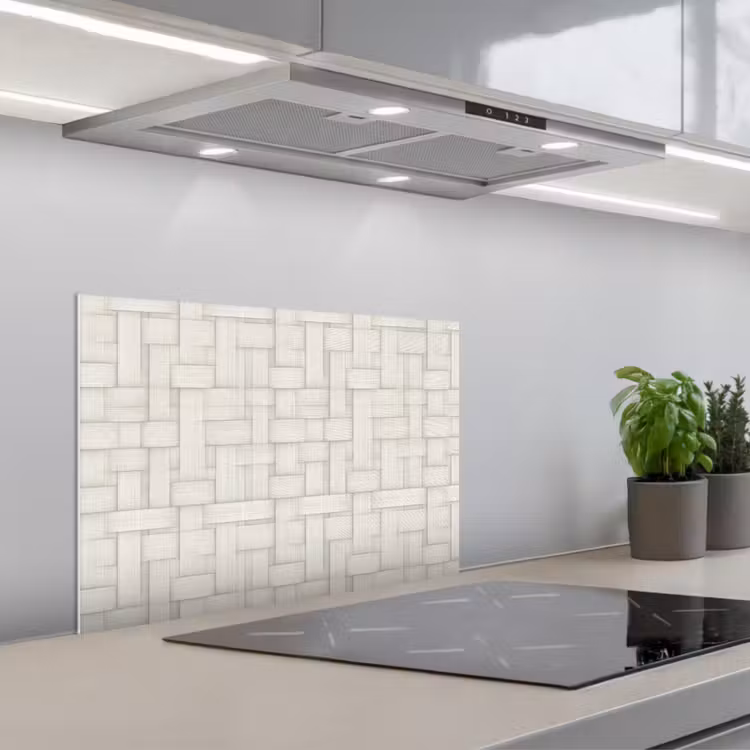 Vlechtwerk - Banen - Beige keuken achterwand spatscherm klein 900 -3d_schuin