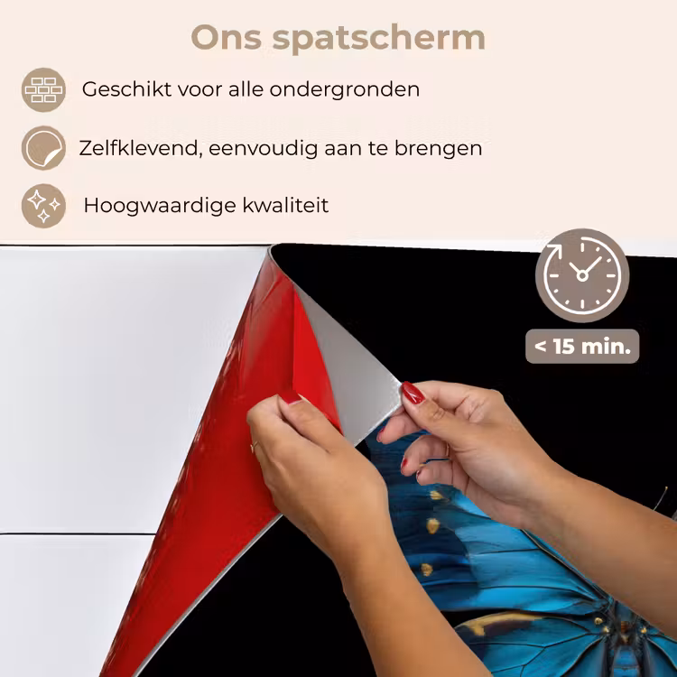 Vlinder - Blauw - Contrast keuken achterwand spatscherm klein -spatscherm_NL