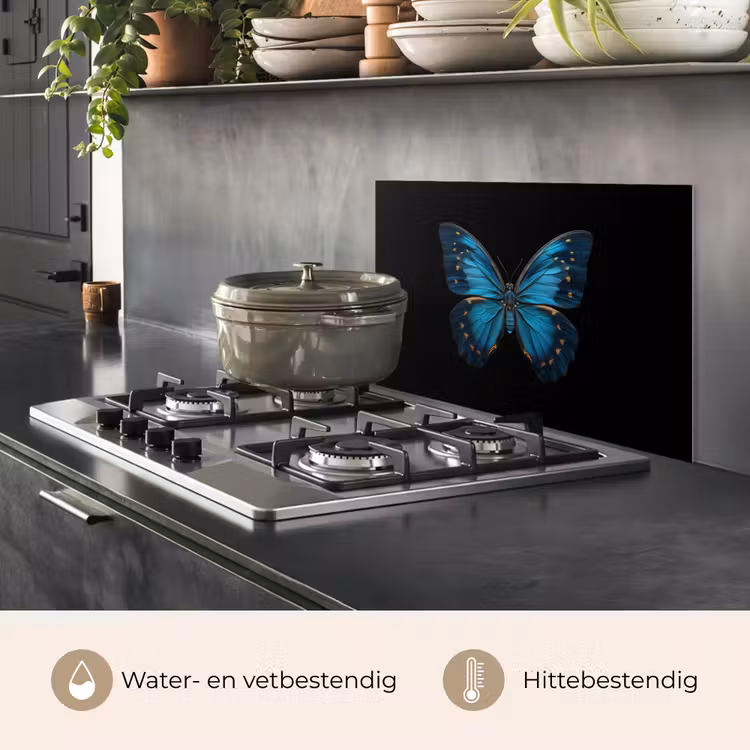 Vlinder - Blauw - Contrast keuken achterwand spatscherm klein -usp_NL