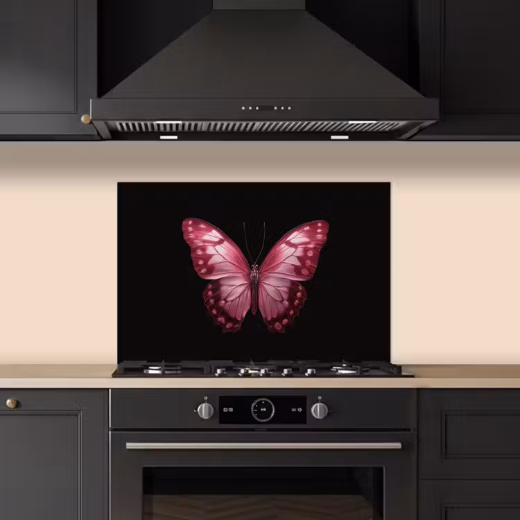 Vlinder - Fuchsia - Grafisch keuken achterwand spatscherm klein -sfeer1