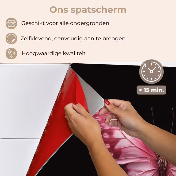 Vlinder - Fuchsia - Grafisch keuken achterwand spatscherm klein -spatscherm_NL