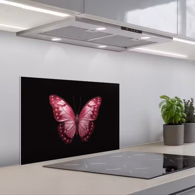 Vlinder - Fuchsia - Grafisch keuken achterwand spatscherm klein -3d_schuin