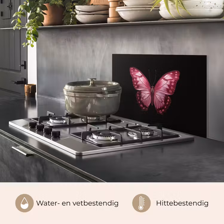 Vlinder - Fuchsia - Grafisch keuken achterwand spatscherm klein -usp_NL