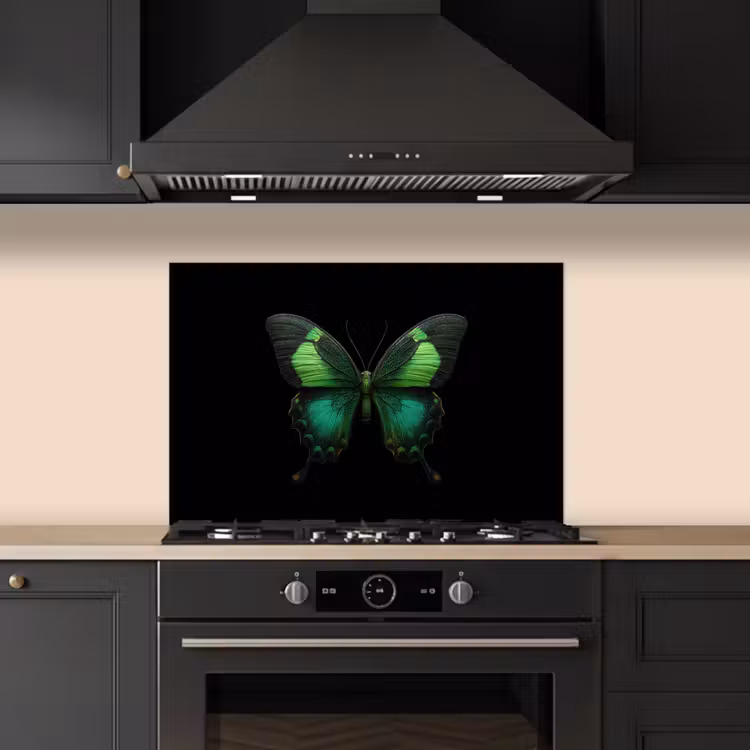 Vlinder - Groen - Opvallend keuken achterwand spatscherm klein -sfeer1