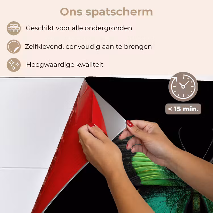 Vlinder - Groen - Opvallend keuken achterwand spatscherm klein -spatscherm_NL