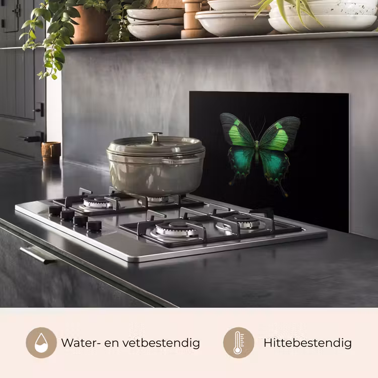 Vlinder - Groen - Opvallend keuken achterwand spatscherm klein -usp_NL