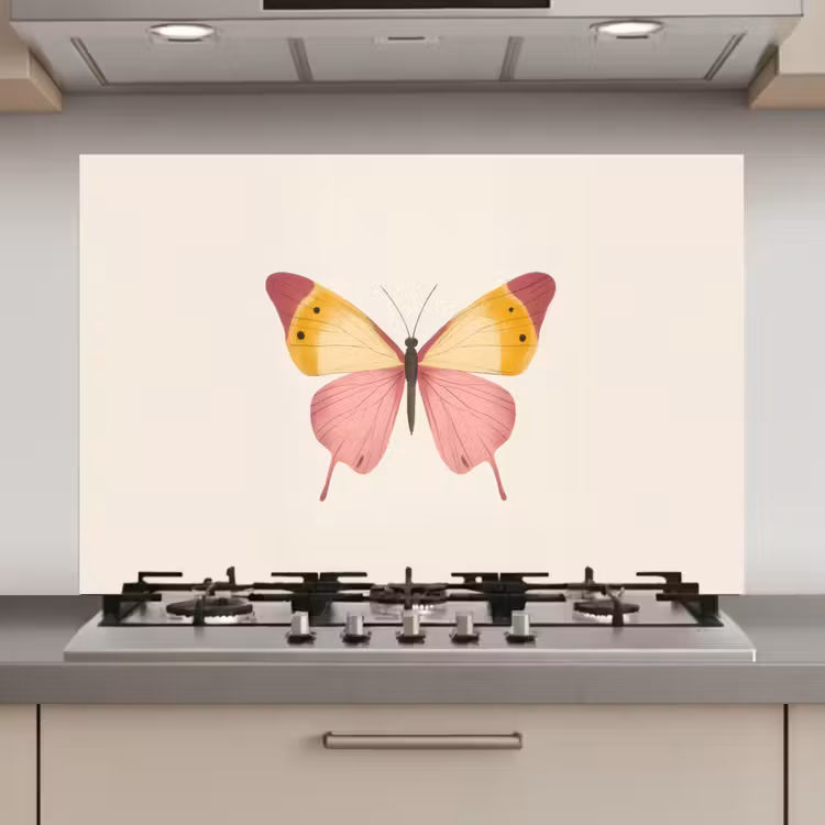 Vlinder - Illustratie - Roze keuken achterwand spatscherm klein -3d_website