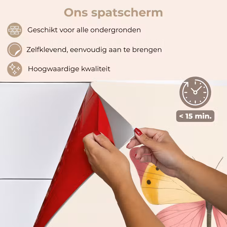 Vlinder - Illustratie - Roze keuken achterwand spatscherm klein -spatscherm_NL