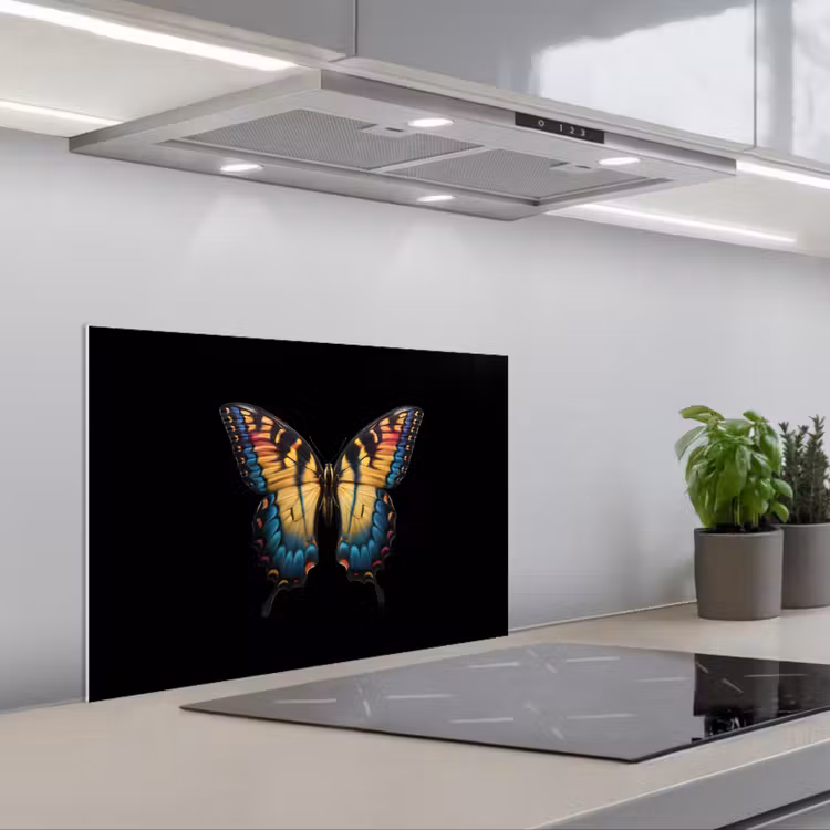 Vlinder - Kleurrijk - Speels keuken achterwand spatscherm klein -3d_schuin