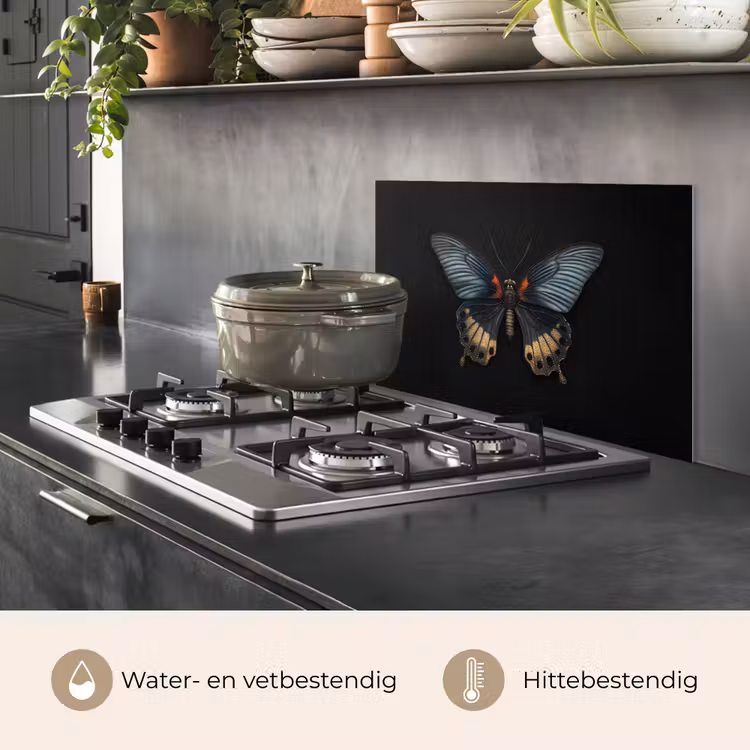 Vlinder - Metaalachtig - Geometrisch patroon keuken achterwand spatscherm klein -usp_NL