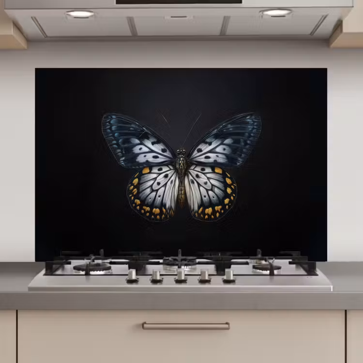 Vlinder - Monochroom - Balans keuken achterwand spatscherm klein -3d_website