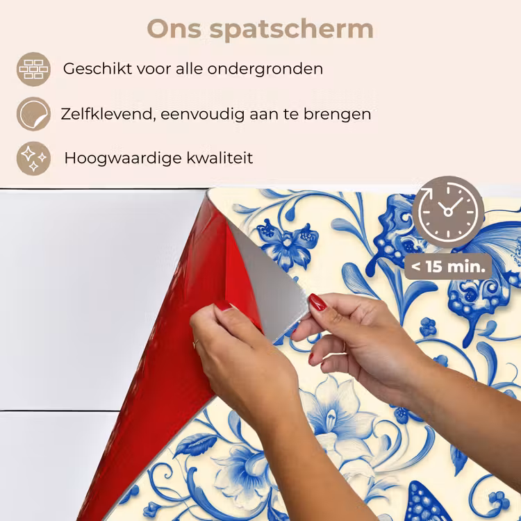 Vlinders - Bloemen - Blauw - Botanisch keuken achterwand spatscherm klein 900 -spatscherm_NL
