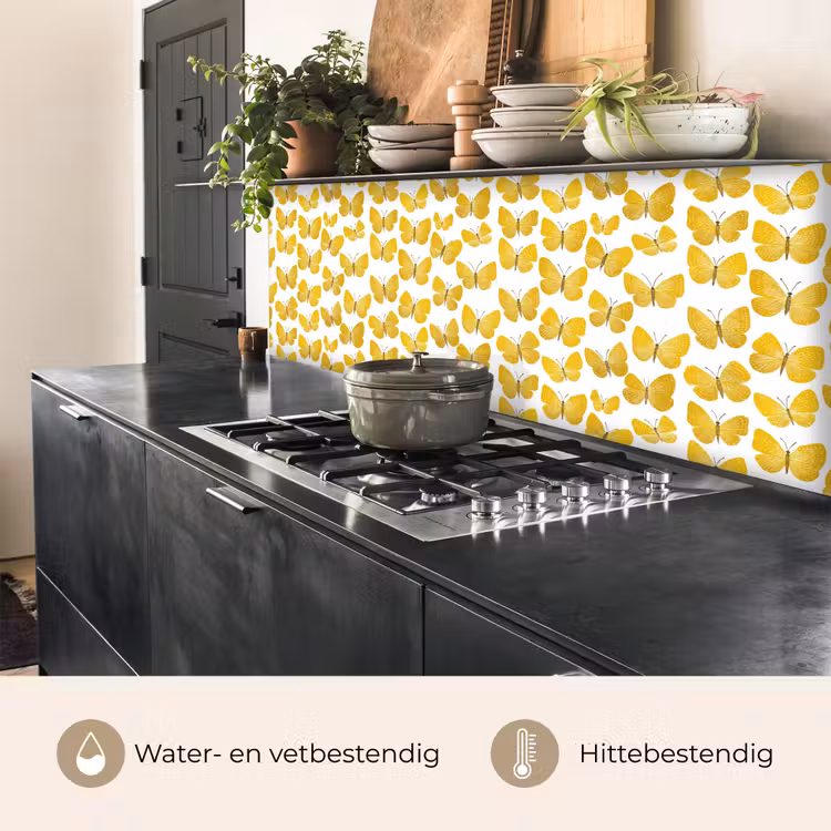 Vlinders - Botanisch - Illustratie - Geel - Wit keuken achterwand 2 middel 871 -usp_NL