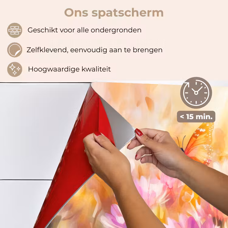 Vlinders - Oranje - Bloemen keuken achterwand spatscherm klein -spatscherm_NL