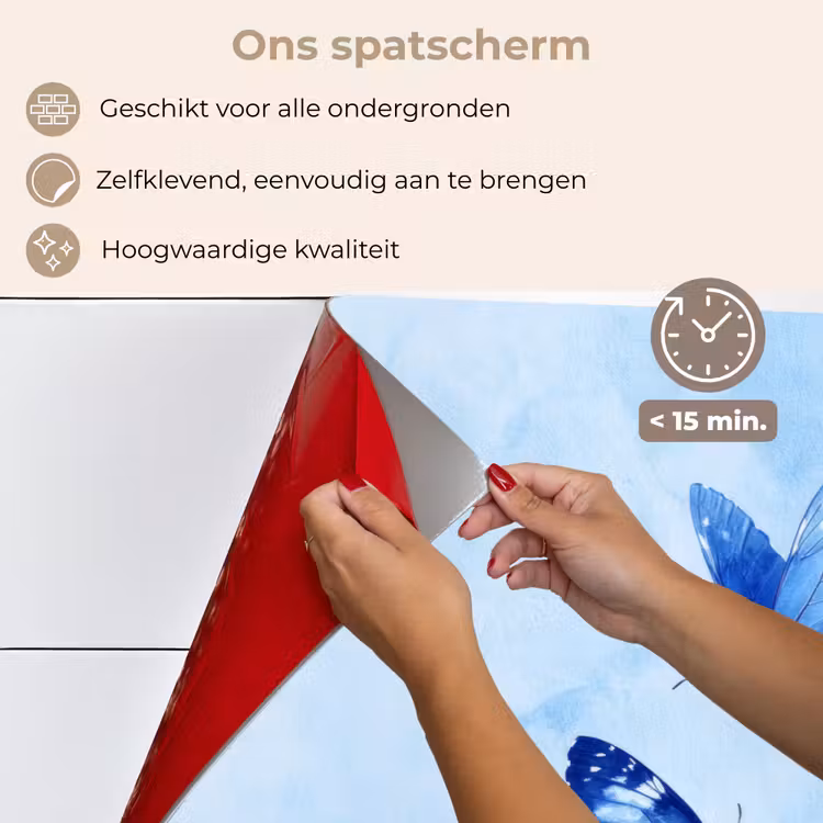 Vlinders - Sierlijk - Blauw keuken achterwand spatscherm klein -spatscherm_NL