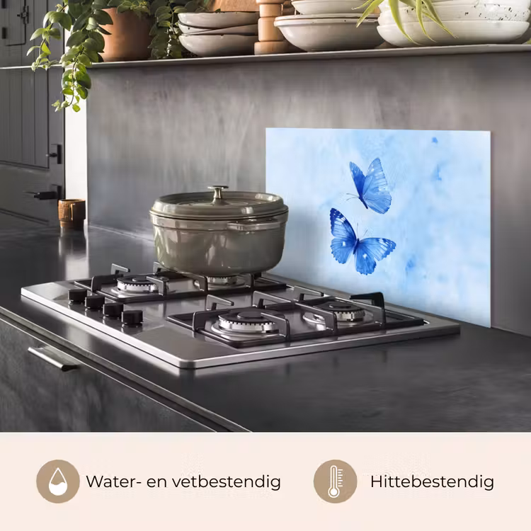 Vlinders - Sierlijk - Blauw keuken achterwand spatscherm klein -usp_NL