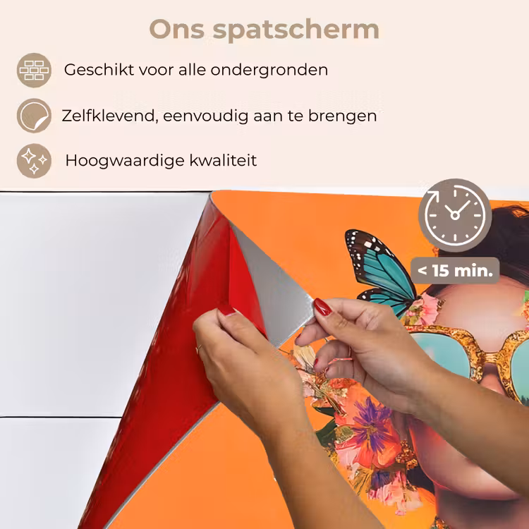 Vlinders - Vrouw - Zonnebril - Kleurrijk keuken achterwand spatscherm klein -spatscherm_NL