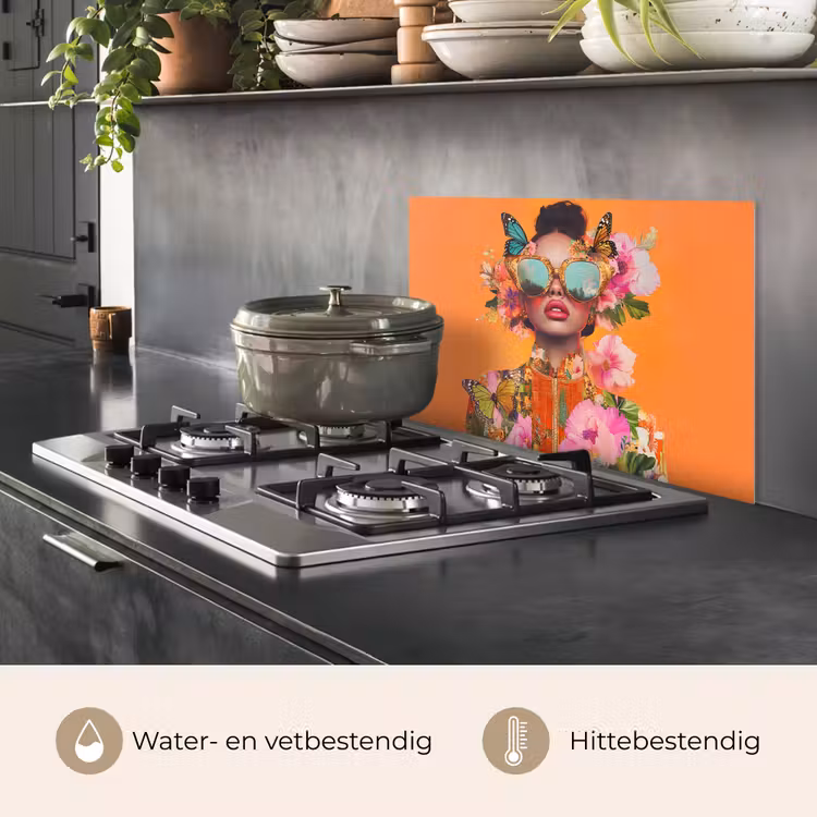 Vlinders - Vrouw - Zonnebril - Kleurrijk keuken achterwand spatscherm klein -usp_NL