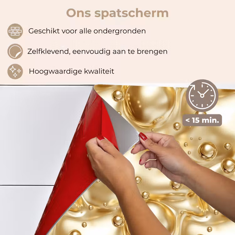 Vloeibaar - Druppels - Goud keuken achterwand spatscherm klein 900 -spatscherm_NL