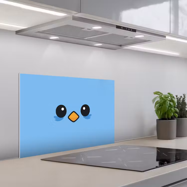 Vogel - Blauw - Eenvoudig keuken achterwand spatscherm klein -3d_schuin