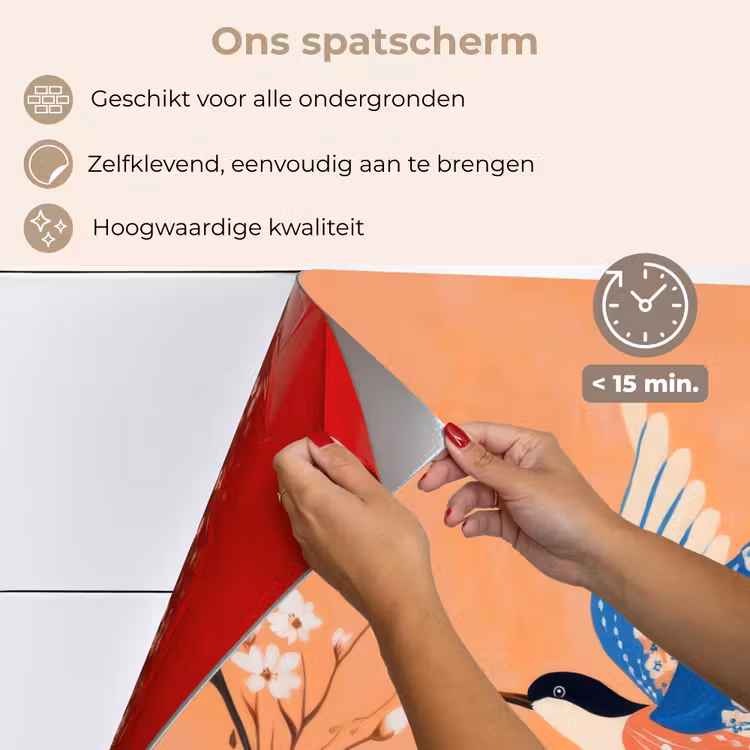 Vogel - Bloesemtakken - Warm - Kleurrijk keuken achterwand spatscherm klein -spatscherm_NL