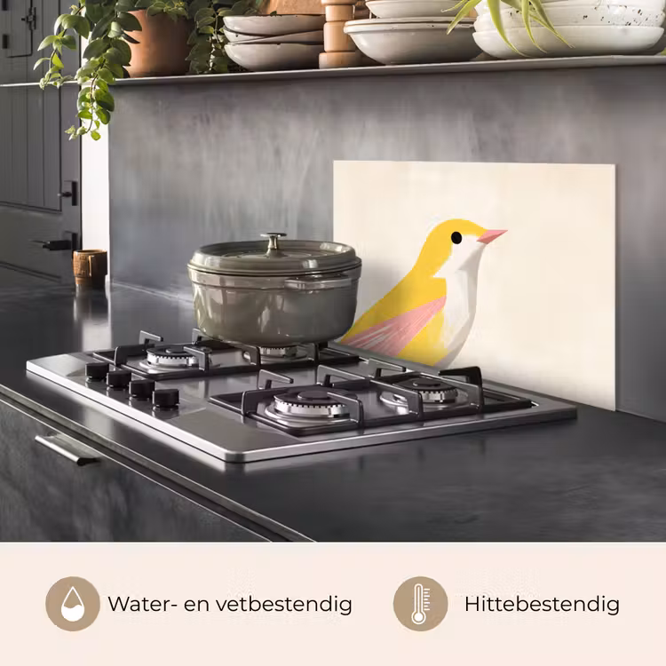 Vogel - Minimalistisch - Geel keuken achterwand spatscherm klein -usp_NL
