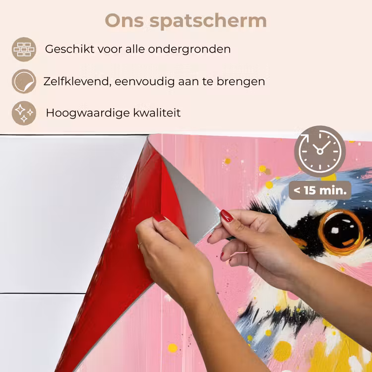 Vogel - Roze - Geel - Blauw keuken achterwand spatscherm klein -spatscherm_NL