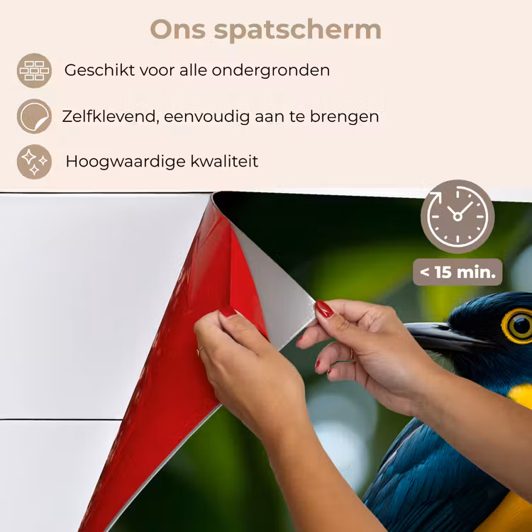 Vogel - Tak - Geel - Bladeren keuken achterwand spatscherm klein -spatscherm_NL