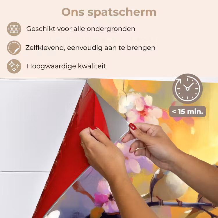 Vogels - Bloemen - Roze keuken achterwand spatscherm klein -spatscherm_NL