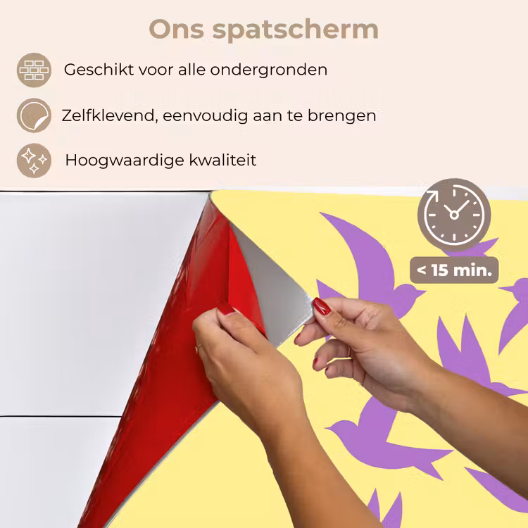 Vogels - Cirkel - Geel - Beweging keuken achterwand spatscherm klein -spatscherm_NL
