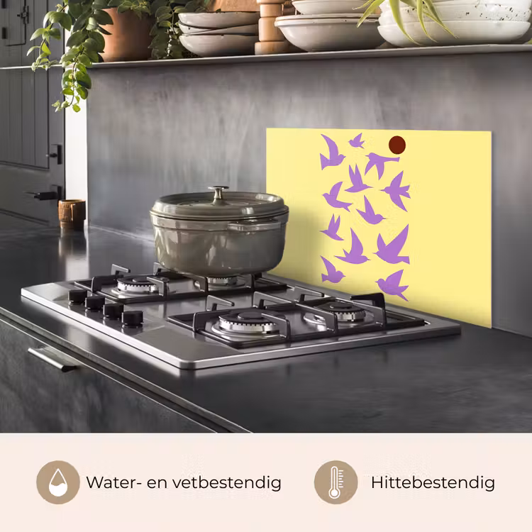 Vogels - Cirkel - Geel - Beweging keuken achterwand spatscherm klein -usp_NL