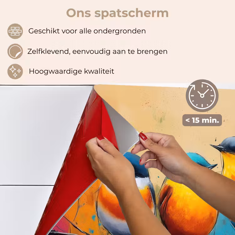 Vogels - Kleurrijk - Tak - Abstract keuken achterwand spatscherm klein -spatscherm_NL