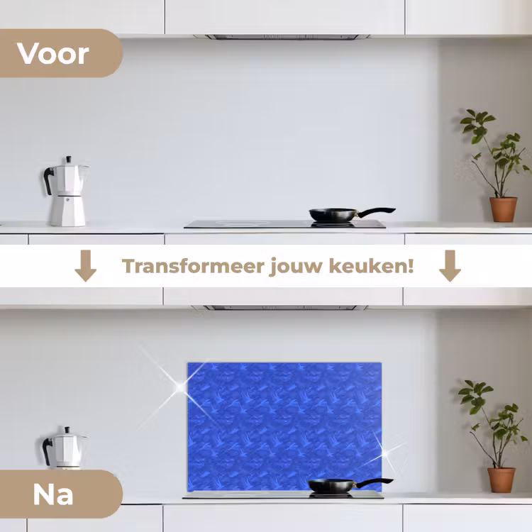 Vogels - Patroon - Veren keuken achterwand spatscherm klein 900 -voor_na_NL
