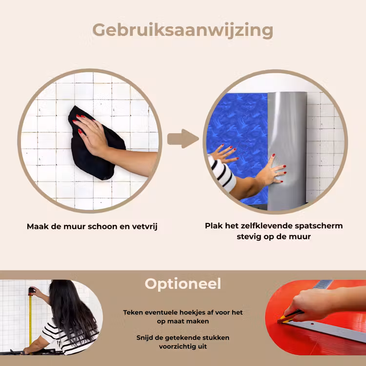 Vogels - Patroon - Veren keuken achterwand spatscherm klein 900 -gebruiksaanwijzing_NL