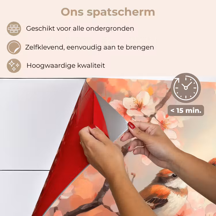 Vogels - Romantic - Bloesemtak keuken achterwand spatscherm klein -spatscherm_NL