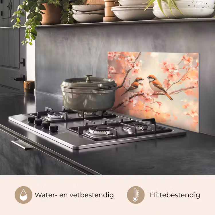 Vogels - Romantic - Bloesemtak keuken achterwand spatscherm klein -usp_NL