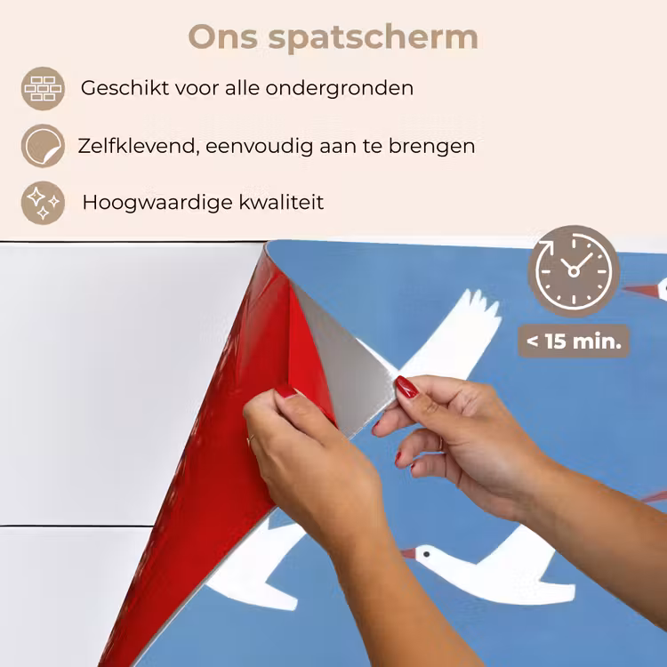Vogels - Wit - Patroon keuken achterwand spatscherm klein -spatscherm_NL