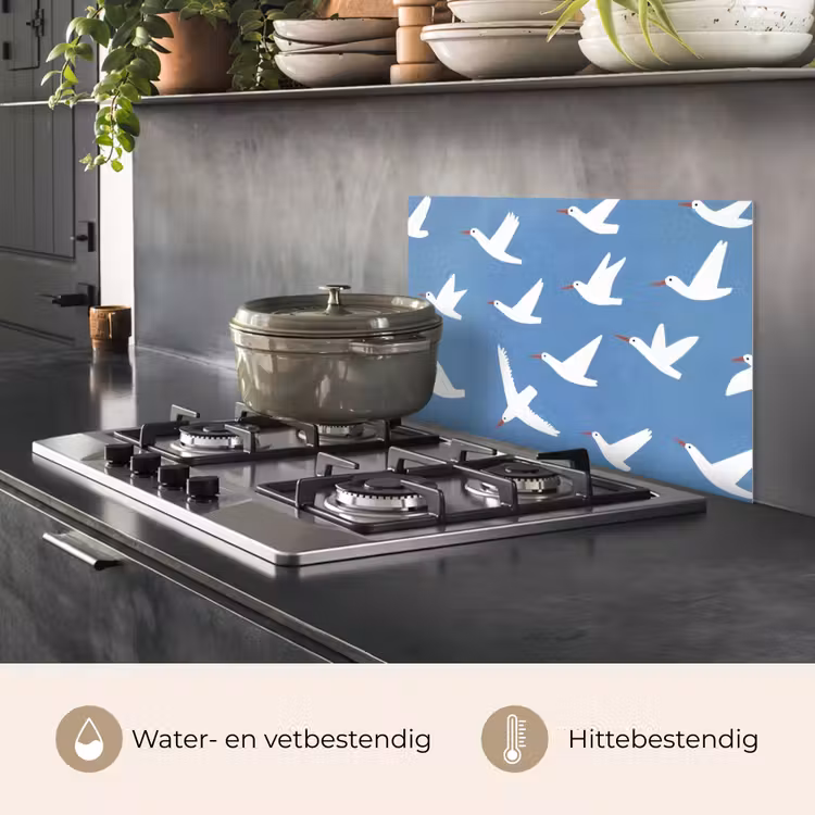 Vogels - Wit - Patroon keuken achterwand spatscherm klein -usp_NL