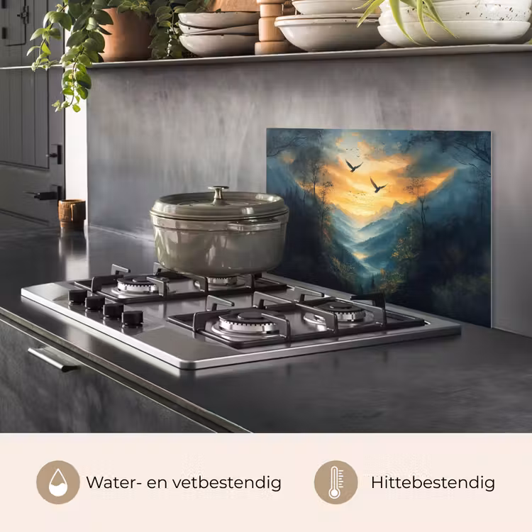 Vogels - Zon - Bomen - Groen keuken achterwand spatscherm klein -usp_NL