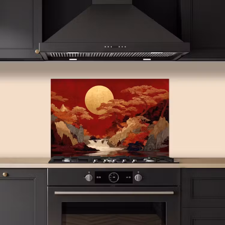 Volle maan - Landschap - Waterval keuken achterwand spatscherm klein -sfeer1