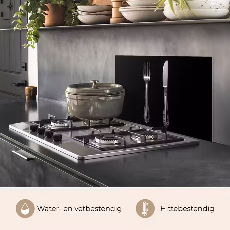 Vork - Mes - Zilver keuken achterwand spatscherm klein -usp_NL